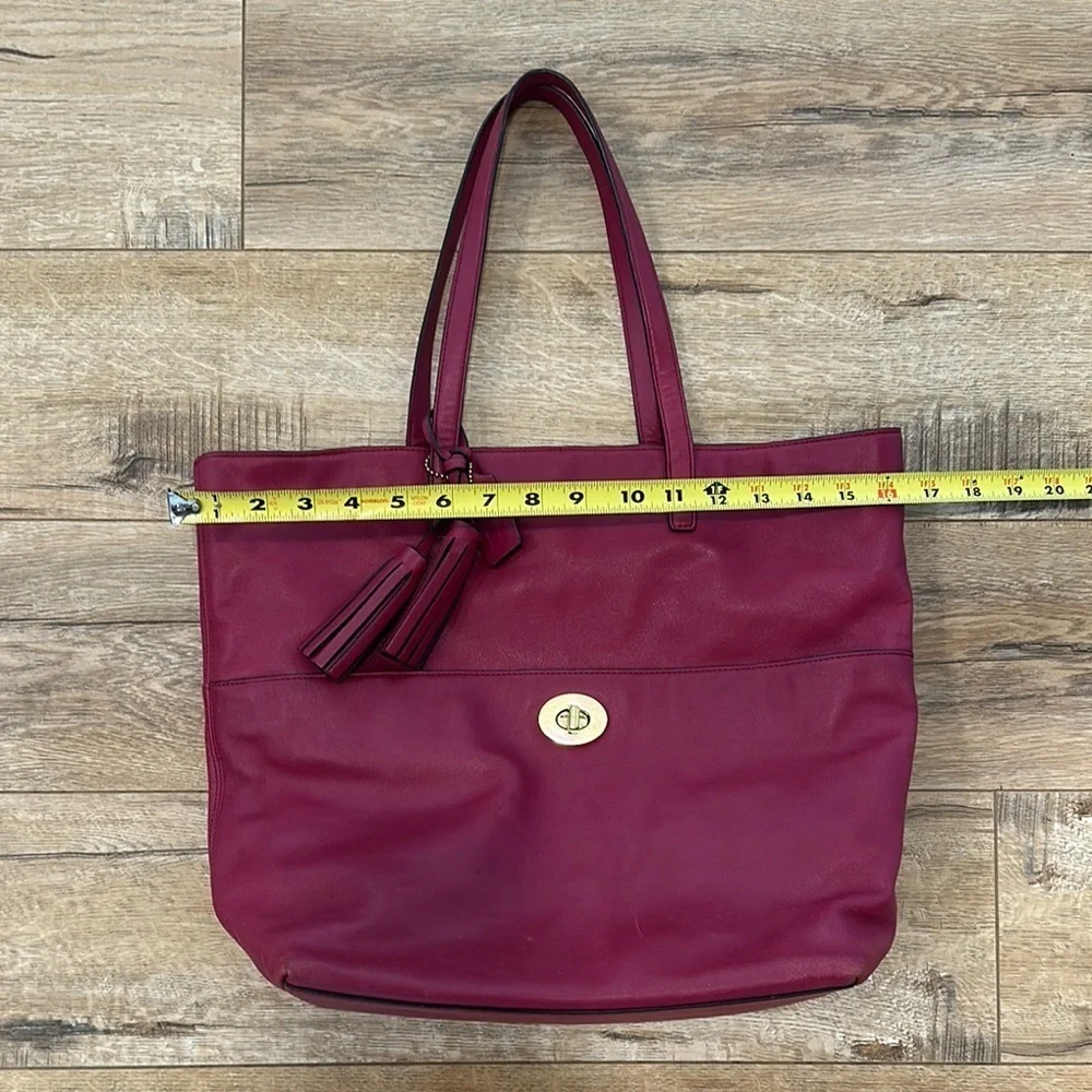 Coach Berry Leather Tote with Gold Hardware